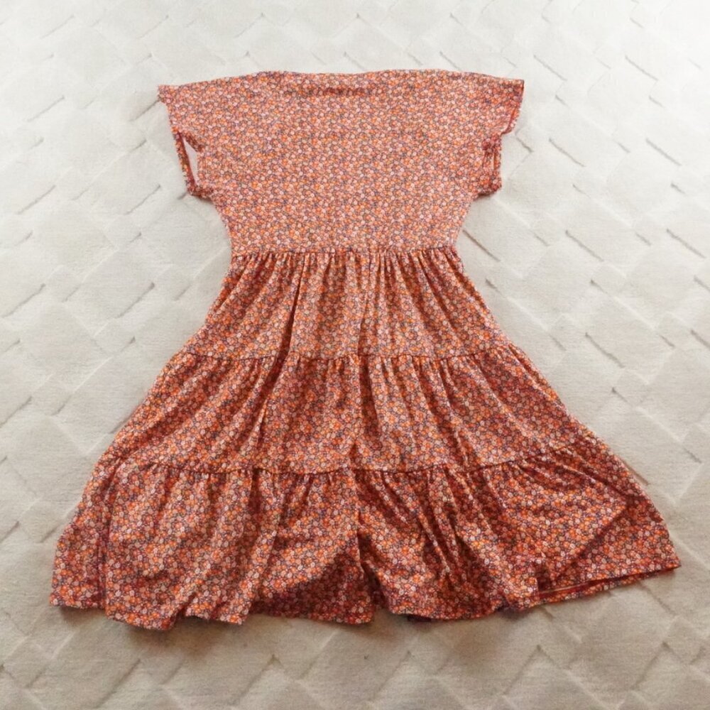 Urban Outfitters Tiered Mini Dress Womens Small Floral Print Dolman Sleeve - Picture 10 of 11